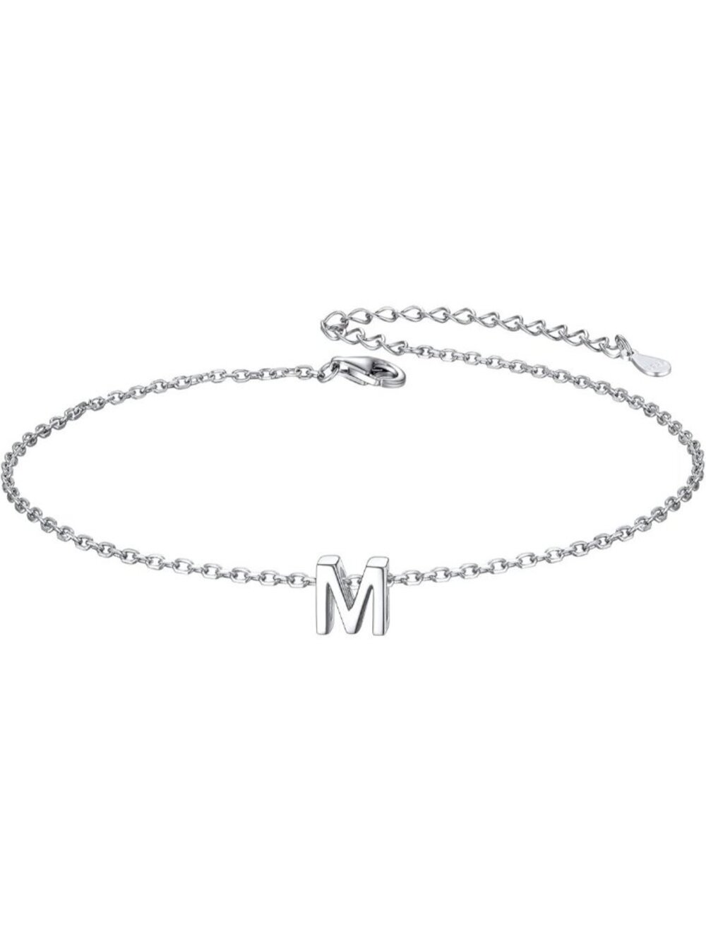 Letter M Initial Bracelet 925 Sterling Silver Letter Bracelet Dainty